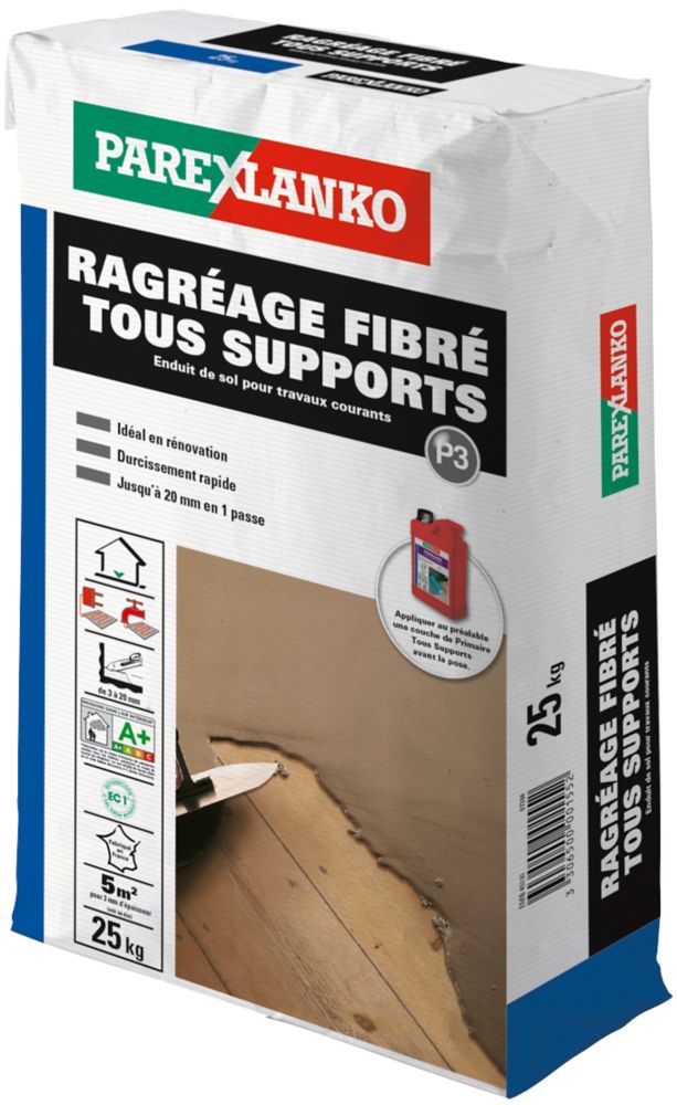 Mortier de ragréage autolissant - Ragréage Intérieur-Extérieur fibré 25kg -  Optim Béton