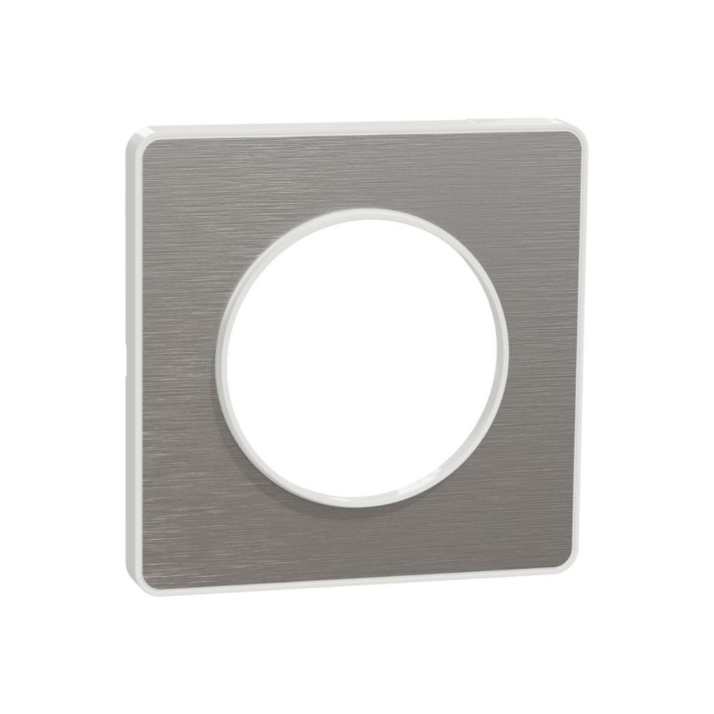 Plaque de finition 1 poste Odace Touch Aluminium liseré blanc Schneider