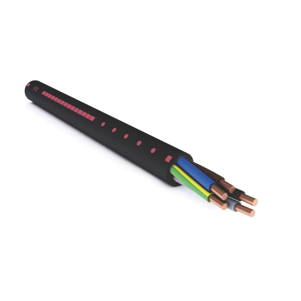  Câble d'installation rigide 1,4mm² à 5 conducteurs noir La Triveneta U-1000 R2V, 300m, tambour