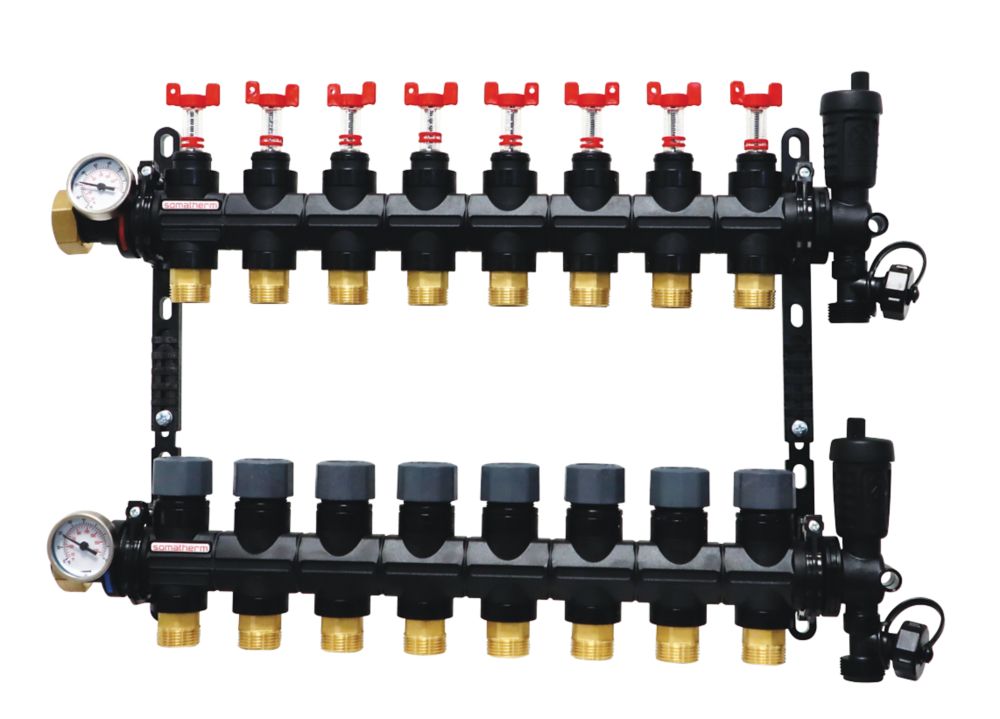 Collecteur de chauffage au sol 8 ports Somatherm noir