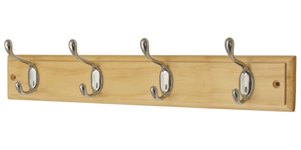 Patère Smith & Locke en pin/chrome 455 x 90mm 