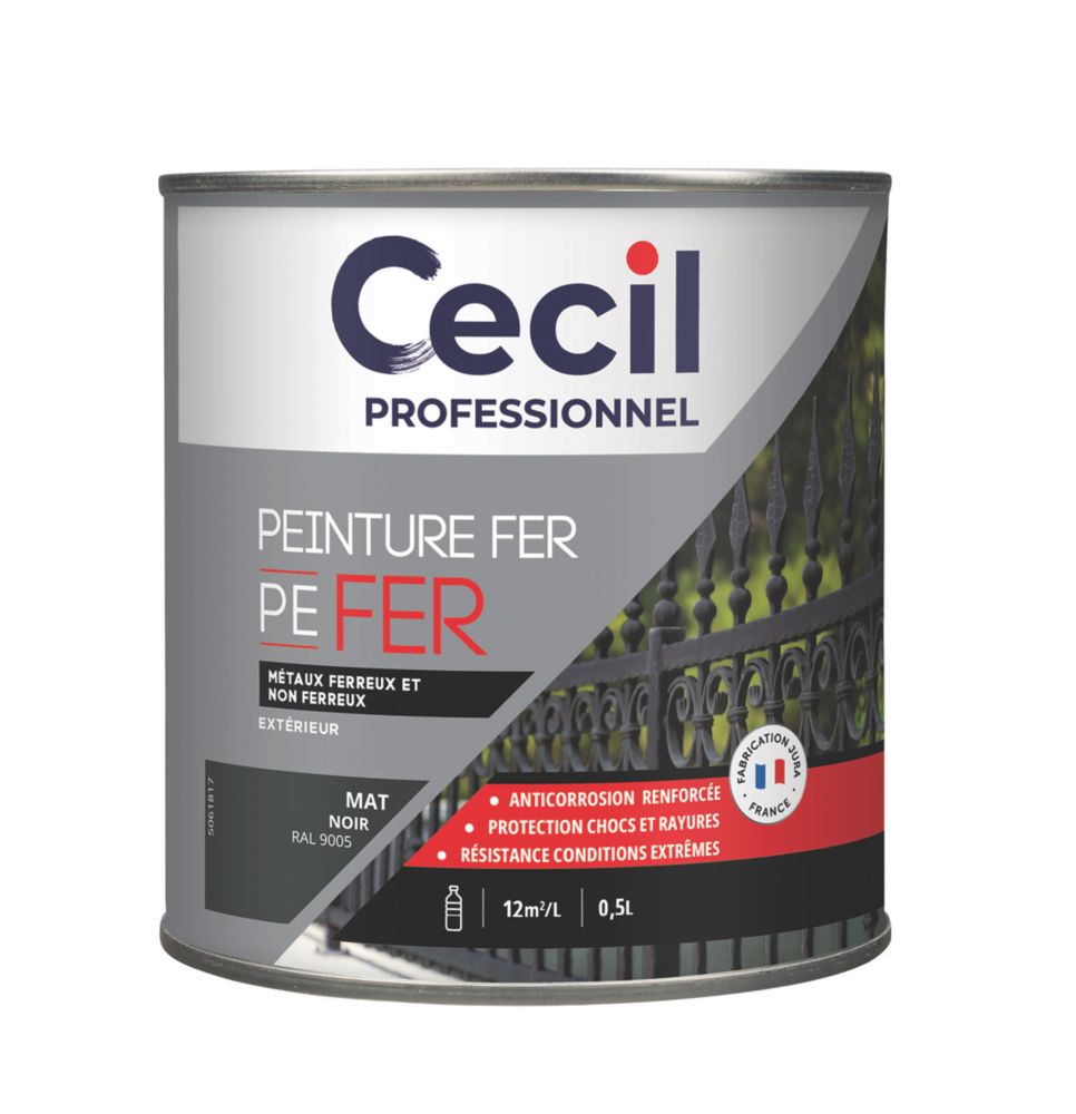 Peinture fer mate Cecil Professionnel noir 0,5L