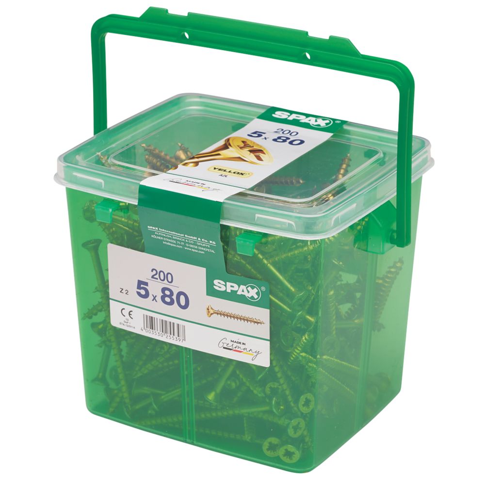 200 vis à bois à tête fraisée PZ Spax Yellox 5 x 80mm