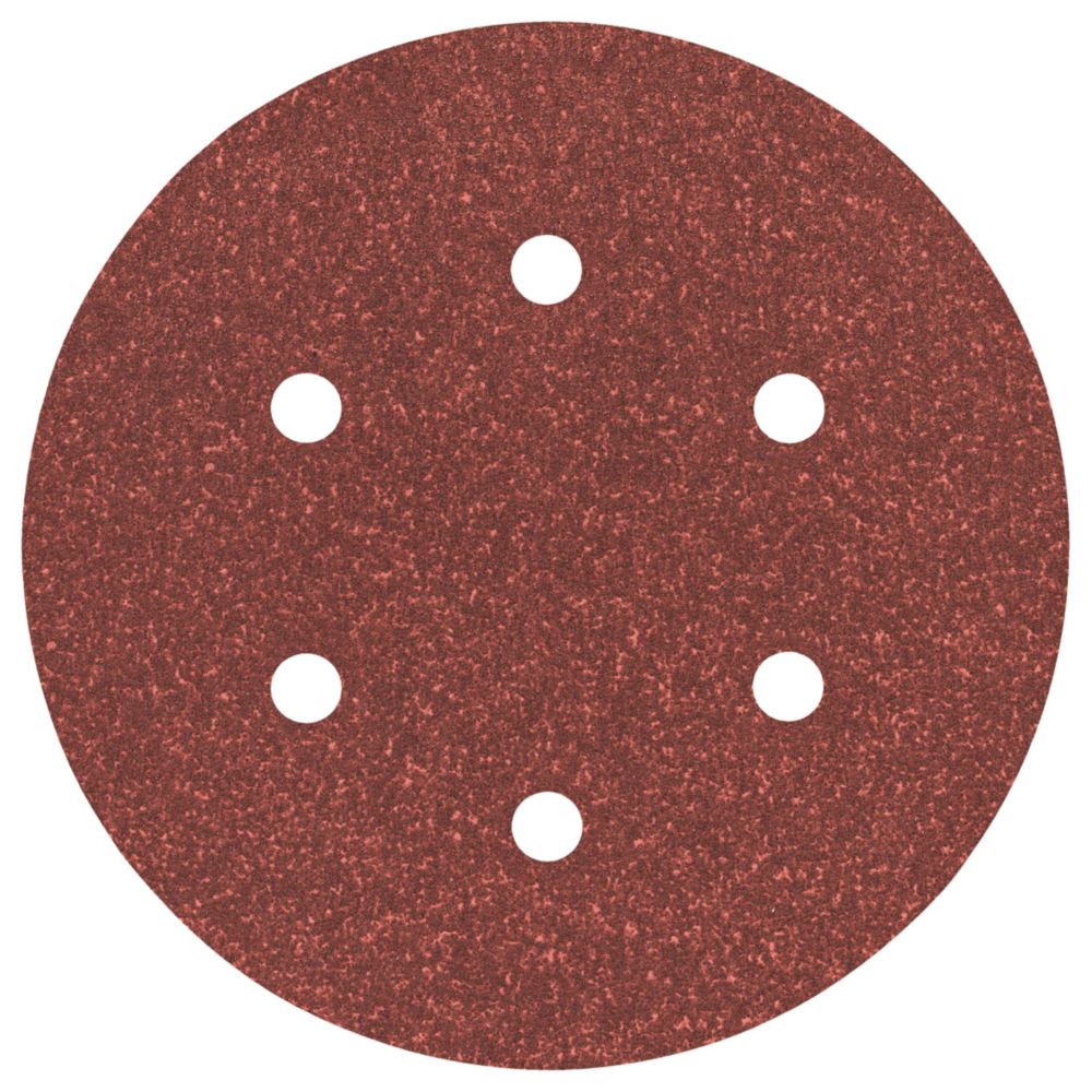 Lot de 5 disques abrasifs pour ponceuse perforés 150mm 6 trous grain 80 Bosch