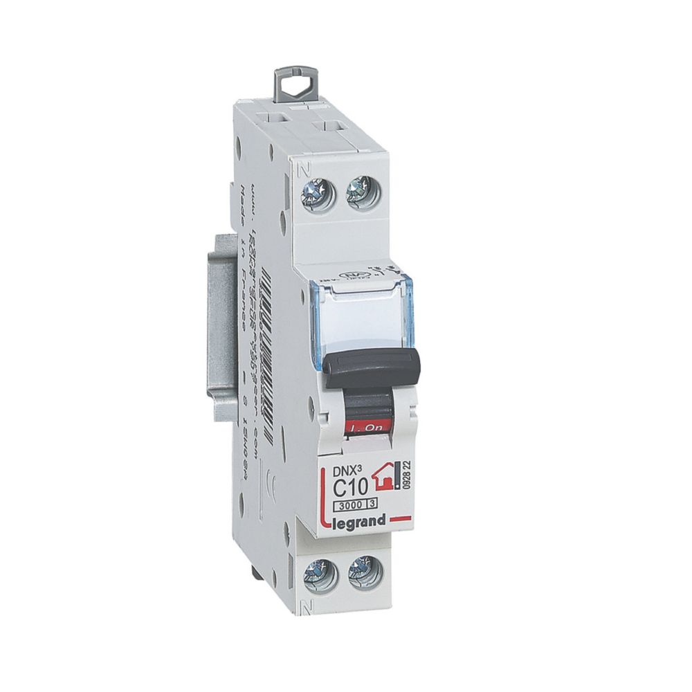 Disjoncteur à bornes à vis courbe C Legrand DNX3 10A 1P+N, 10 pièces