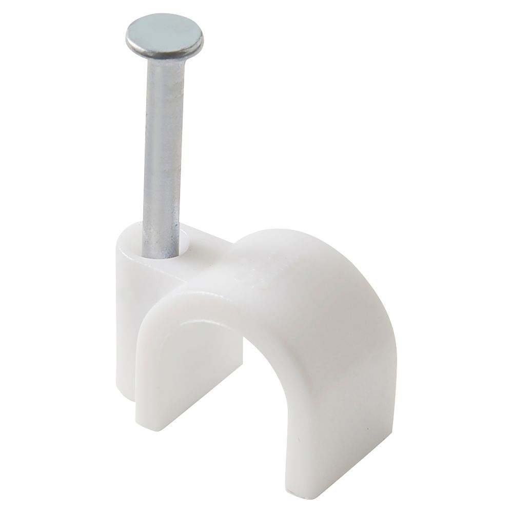 Cavaliers pour câbles ronds Diall, blancs, 9mm, lot de 100