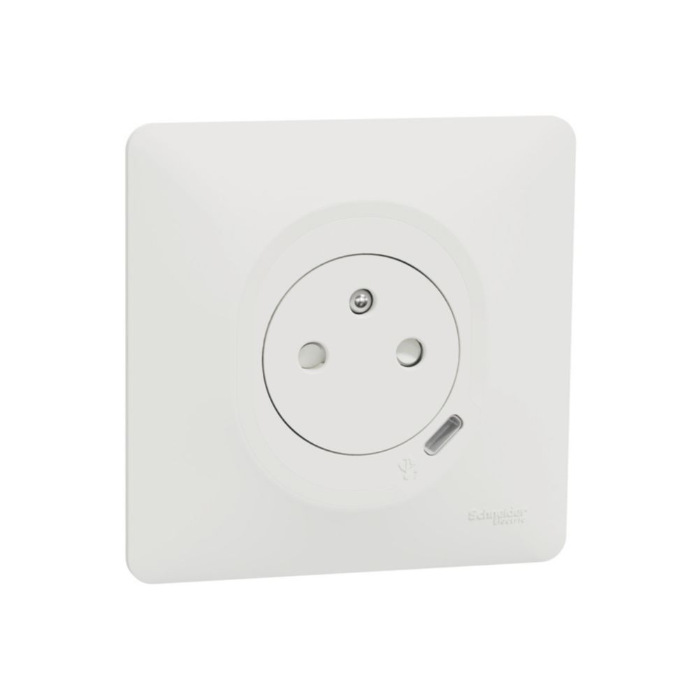 Prise terre + USB C 1 poste Ovalis Blanc Schneider