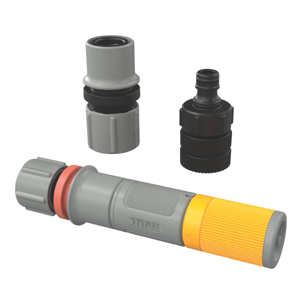 Kit de démarrage raccord pour robinet et tuyau arrosage avec buse réglable Titan