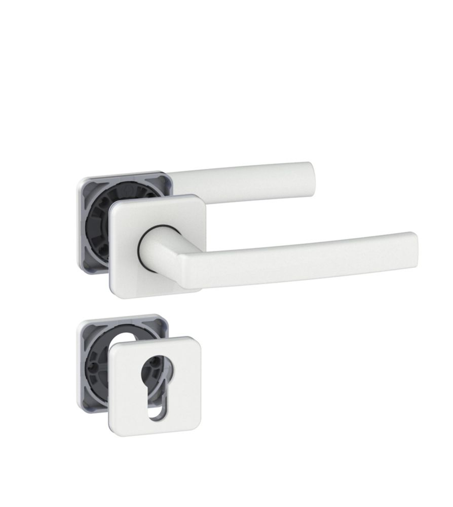 Paire de poignées de porte sur rosace trou cylindre Vachette KOYA,  blanc