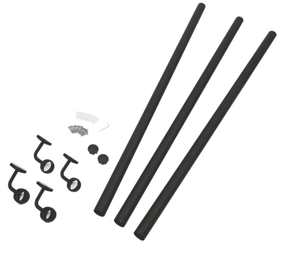 Kit de main courante en acier Rothley noir mat 3 600mm 