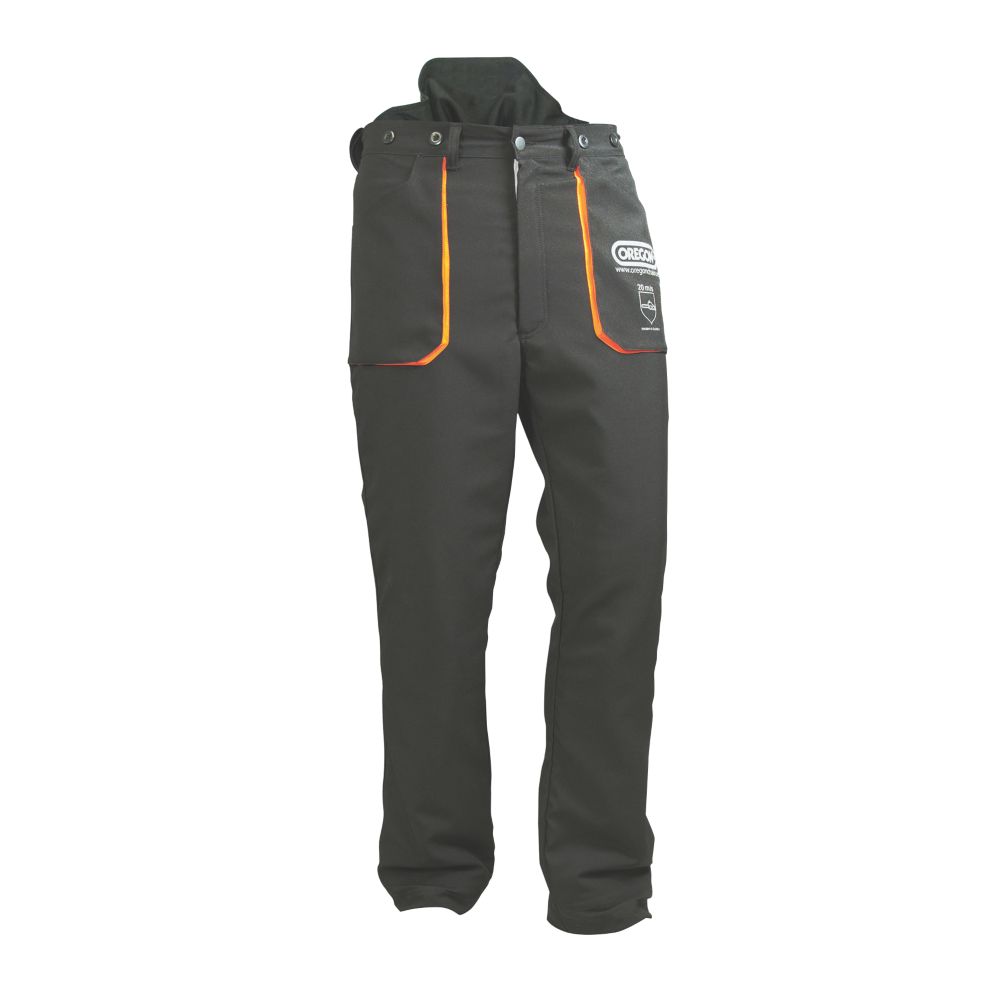 Pantalon de protection pour tronçonneuse Yukon Oregon, type A, noir/orange, taille 54-56, longueur 81 cm