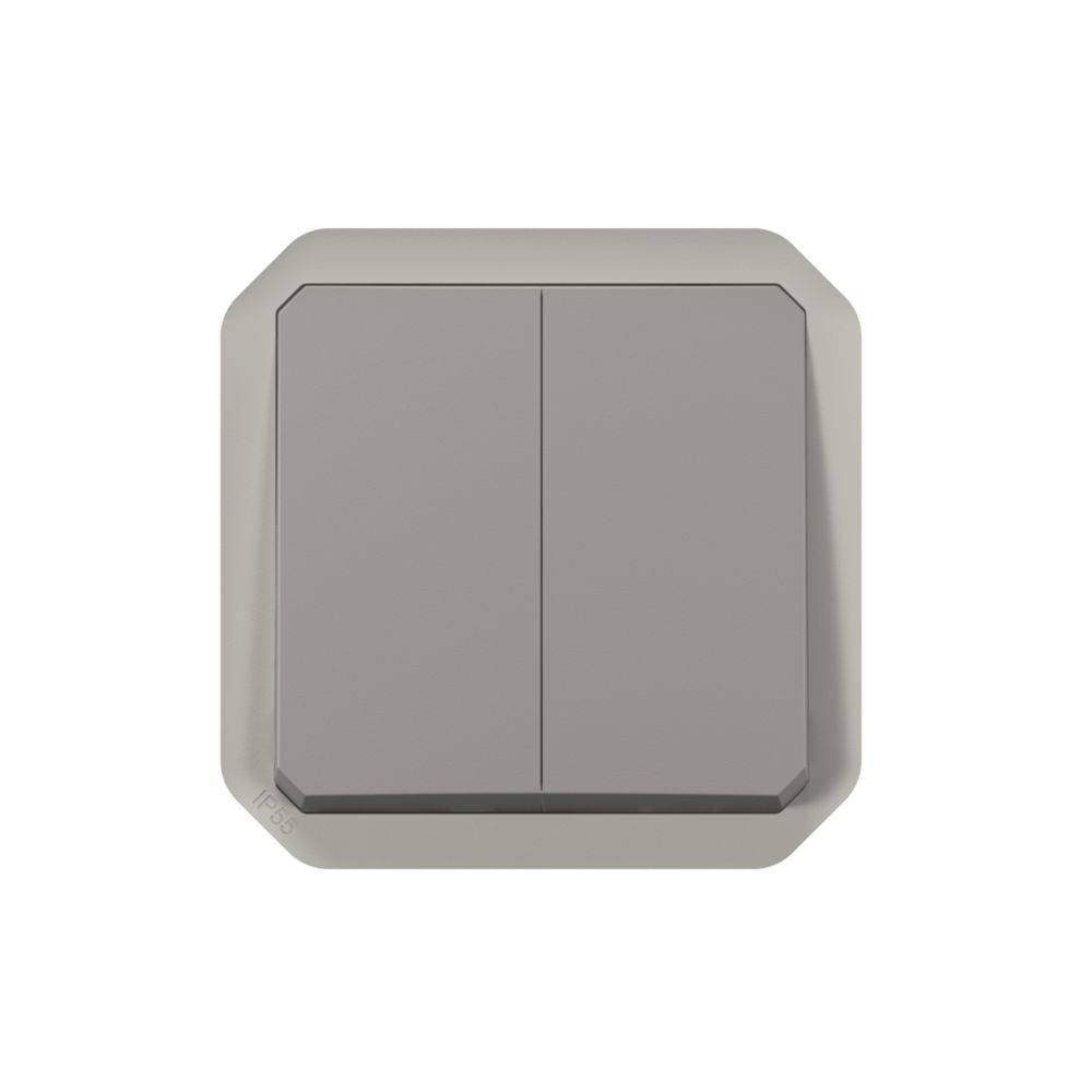 Double va-et-vient étanche composable Plexo 1 poste gris Legrand
