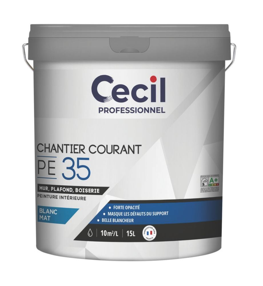 Peinture murale acrylique mate blanche Cecil Professional 15L