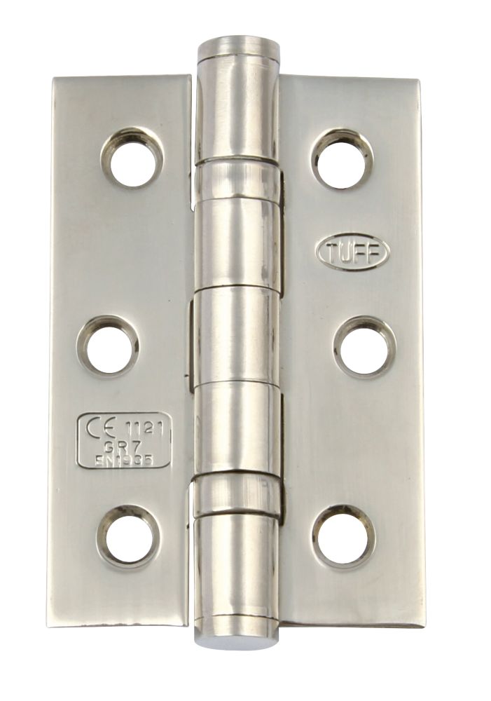 Charnière d'extrémité à résistance au feu de classe 7 en acier inoxydable satiné Hafele 76 x 51mm, lot de 2