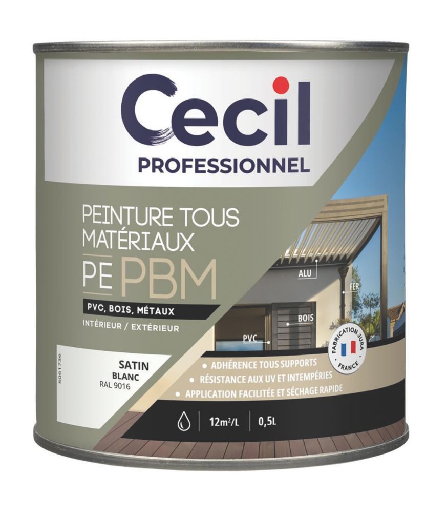 Peinture pour maçonnerie blanc lisse Cecil Professional 0,5L