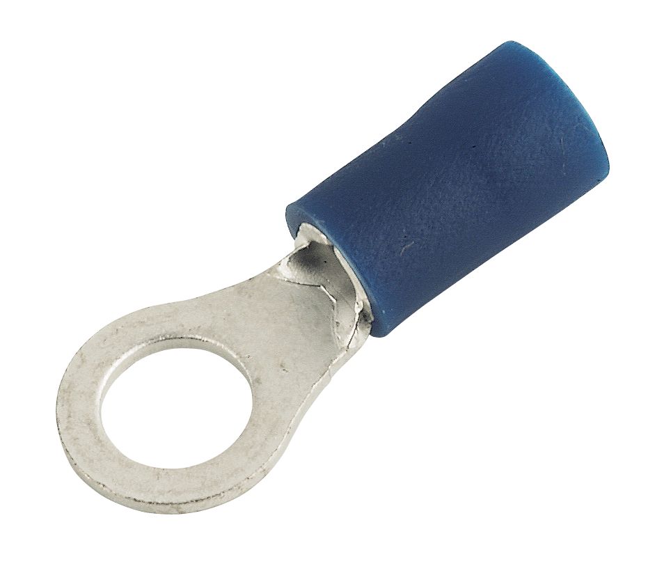  100 cosses à sertir à anneau isolées bleues 4mm