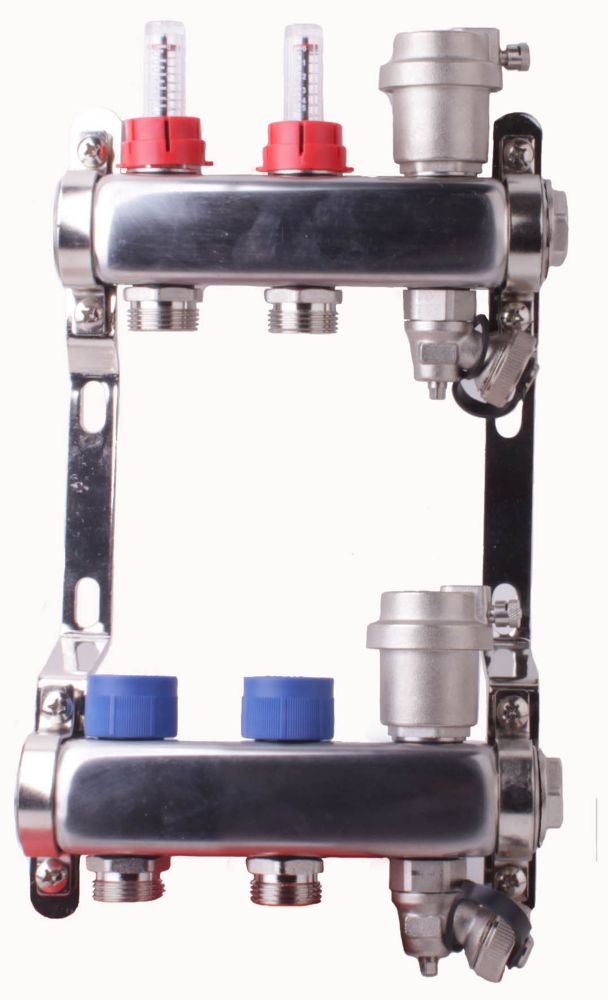 Collecteur de chauffage au sol 2 ports Somatherm en inox