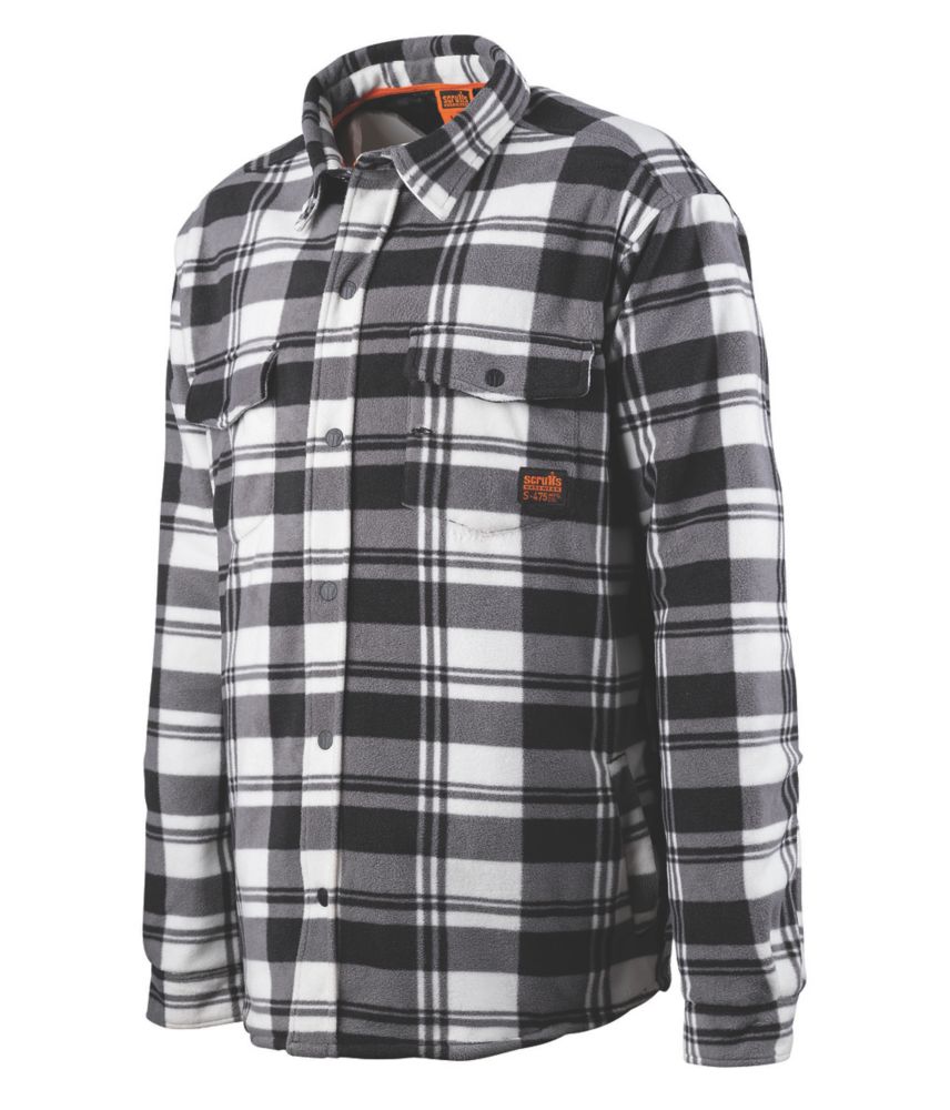 Chemise de travail à carreaux rembourrée Scruffs noire/blanche/grise, taille M