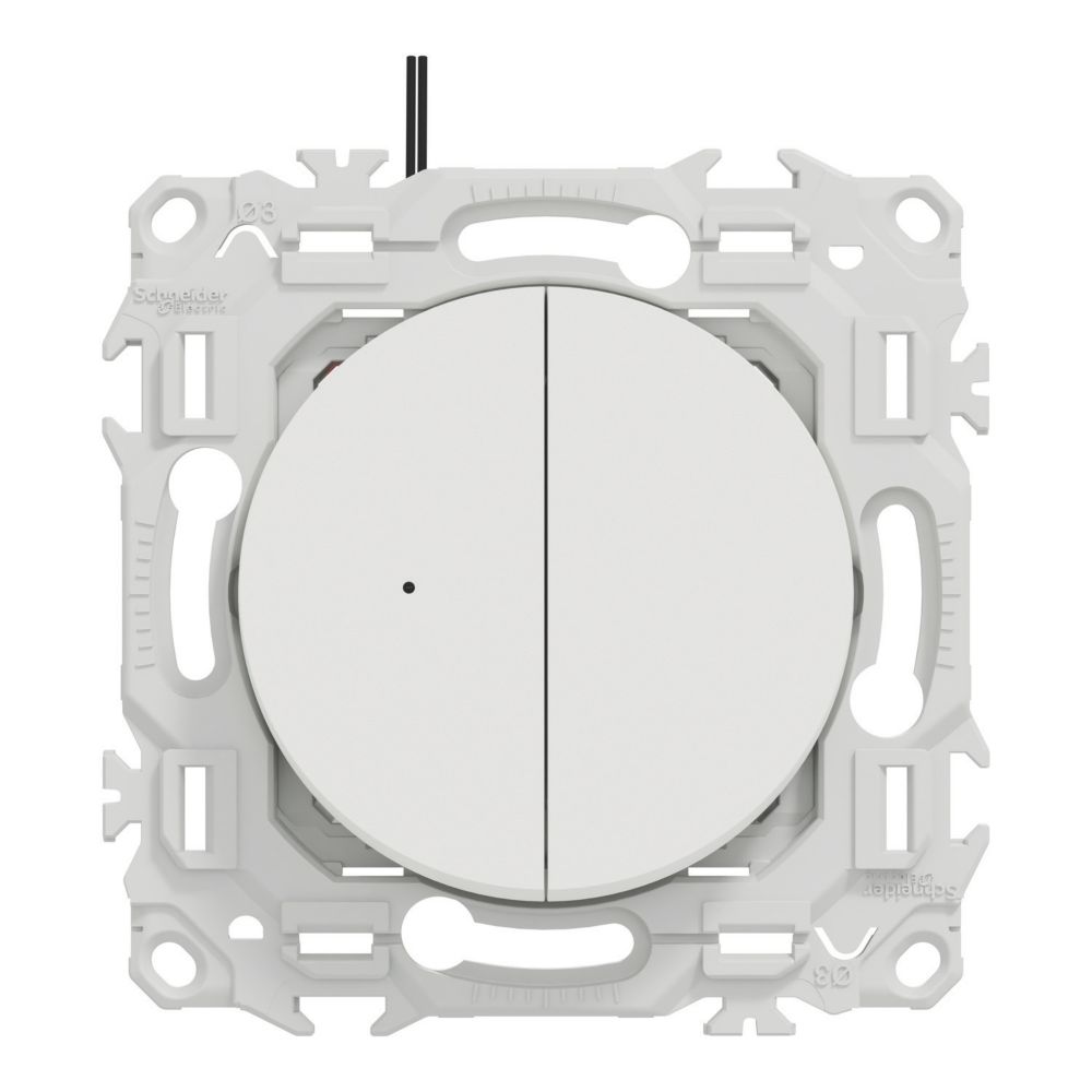 Double va-et-vient ou poussoir lumineux 1 poste Schneider Electric Odace blanc