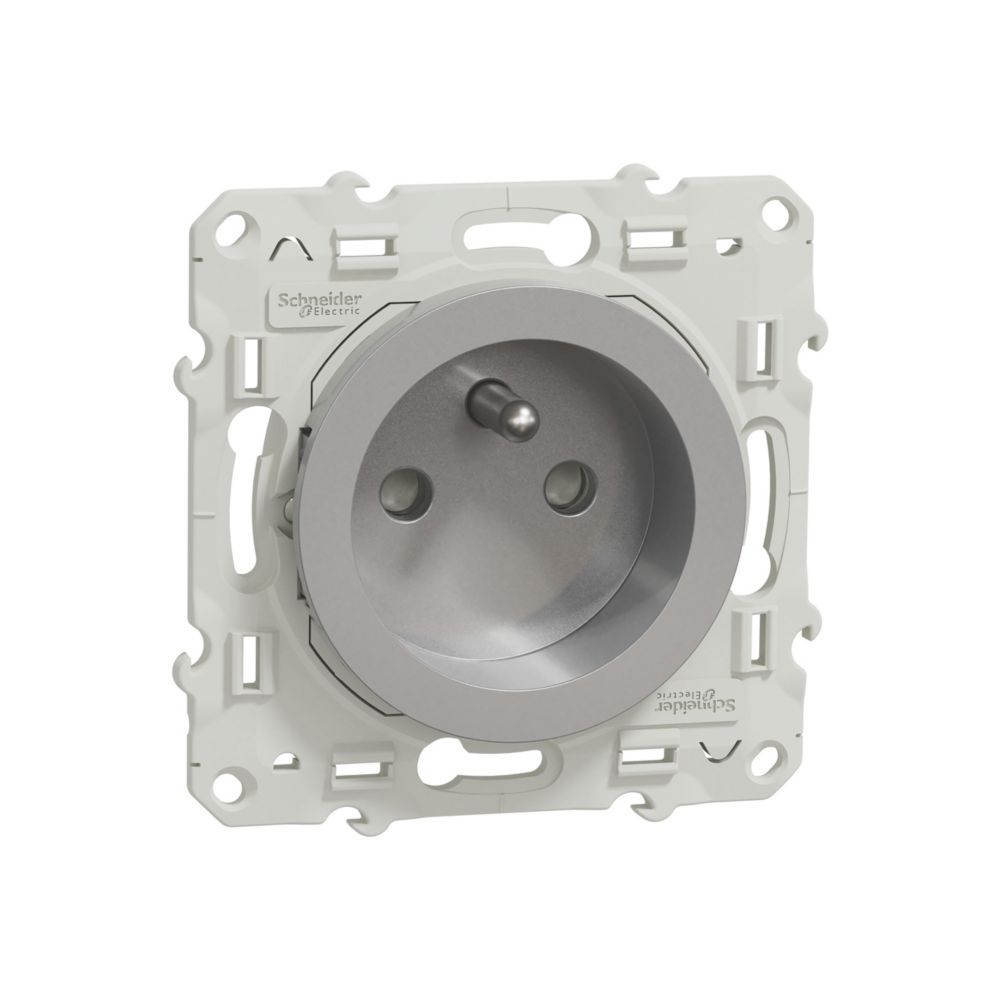 Prise terre 1 poste Odace Aluminium Schneider