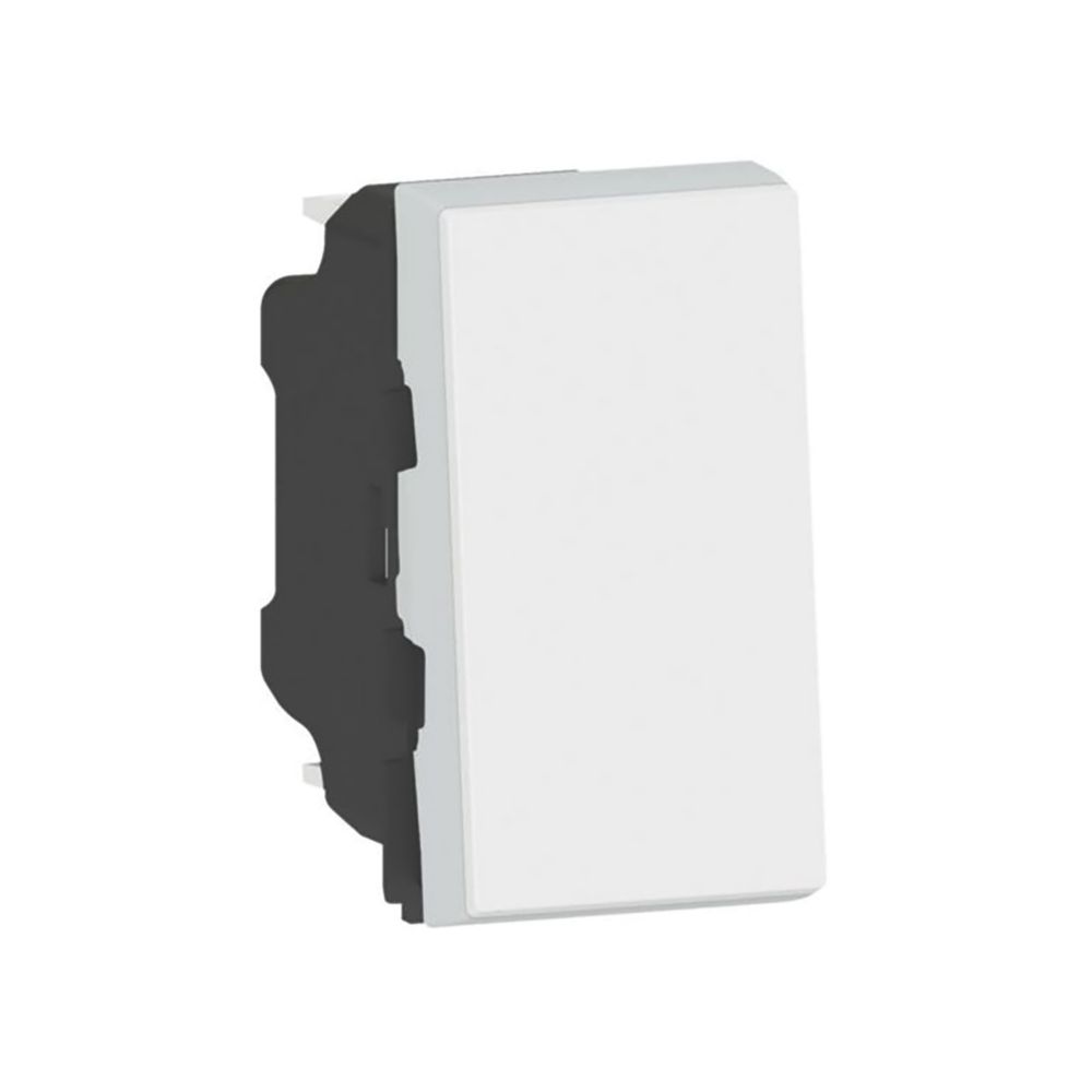 Interrupteur modulaire Legrand Mosaic Easy-Led 1 module 6A, blanc, avec inserts blancs 
