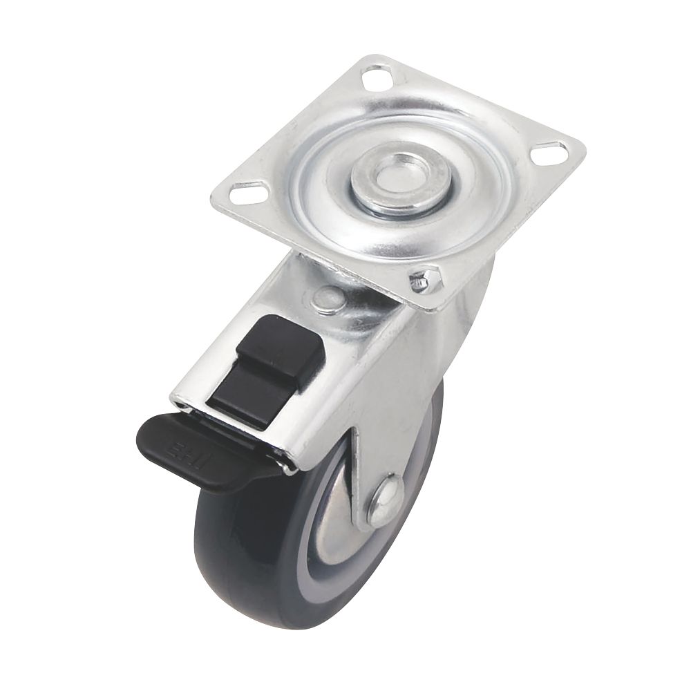  Roulette pivotante en caoutchouc thermoplastique avec frein à usage intensif 75mm 