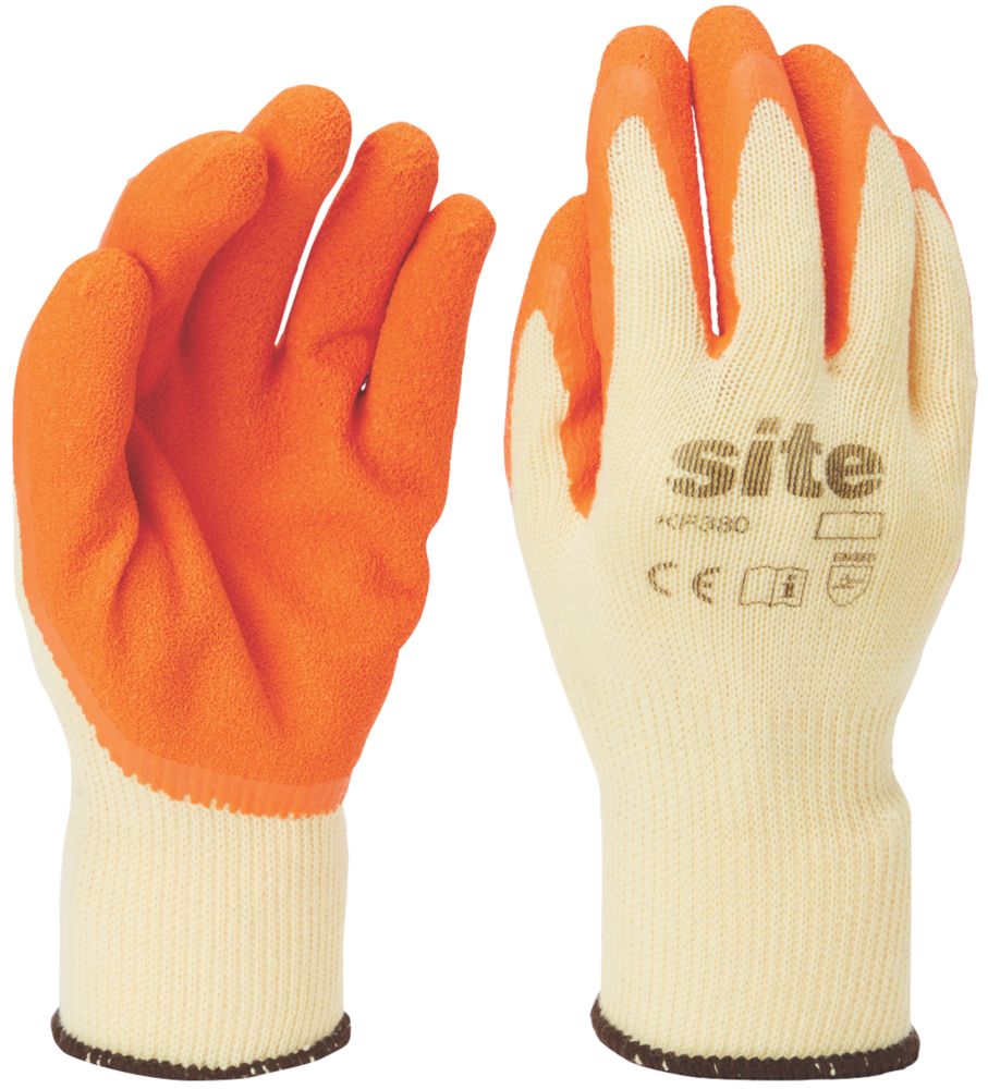 Gants de manutention en latex Site KF380 orange / jaune taille XL