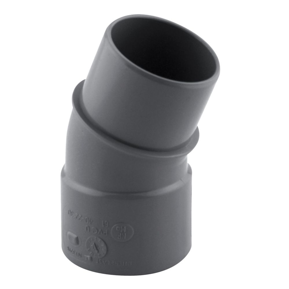 Coude PVC NF mâle/femelle à 20° 40mm à coller gris Fitt