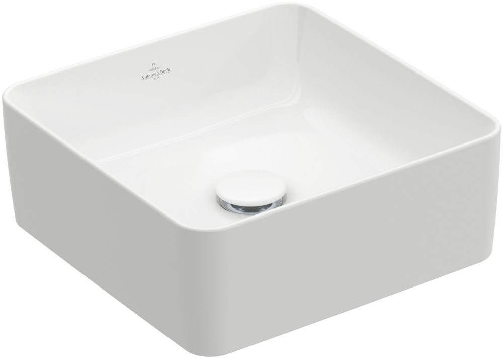 Vasque carrée sans perçage pour robinetterie Villeroy & Boch Collaro 380mm