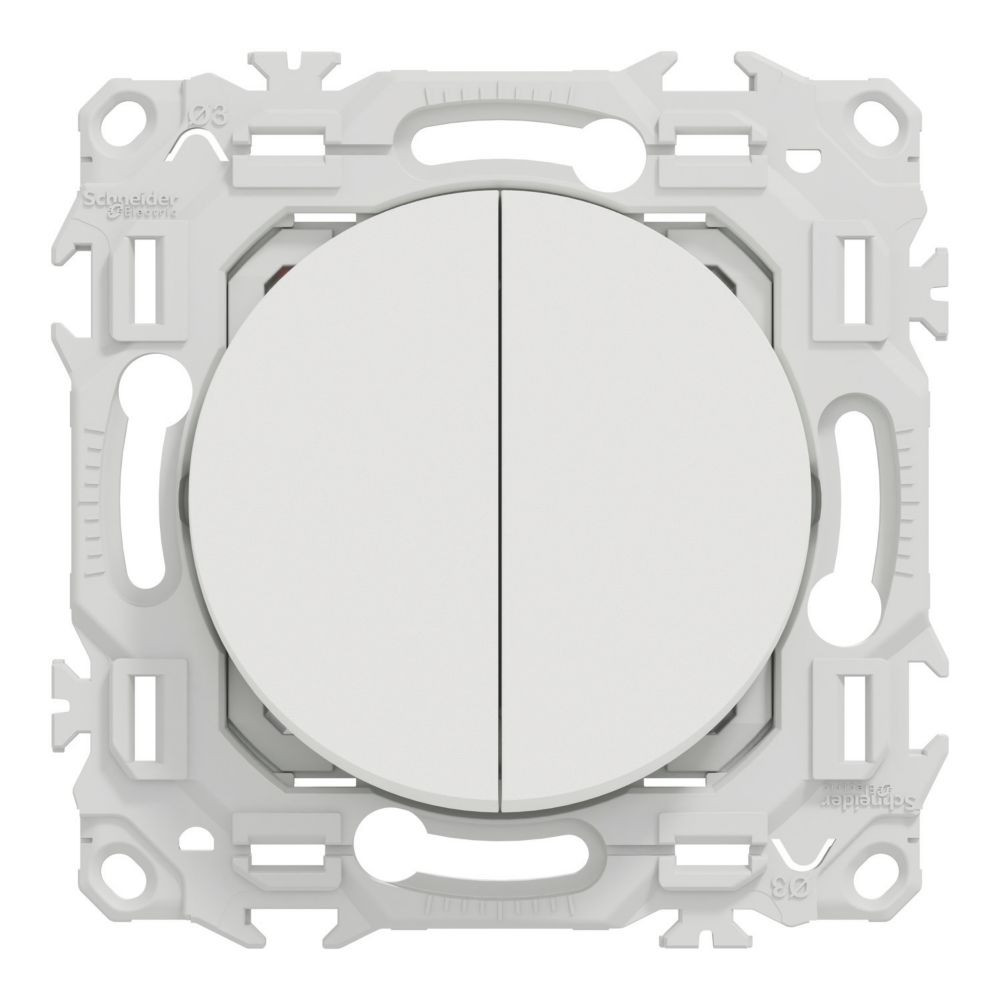 Double va-et-vient ou poussoir 1 poste Schneider Electric Odace blanc