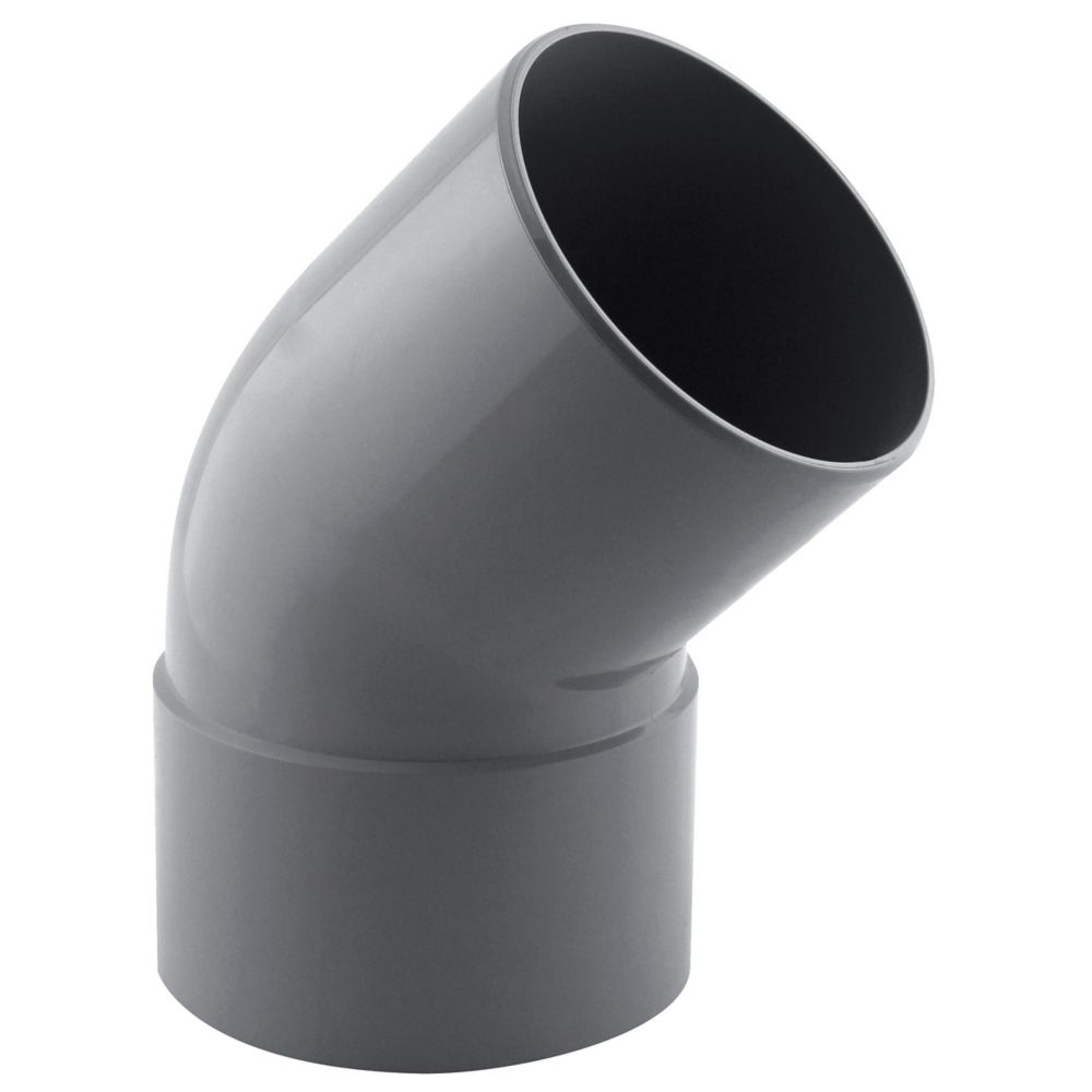 Coude PVC NF mâle/femelle à 45° 100mm à coller gris Fitt