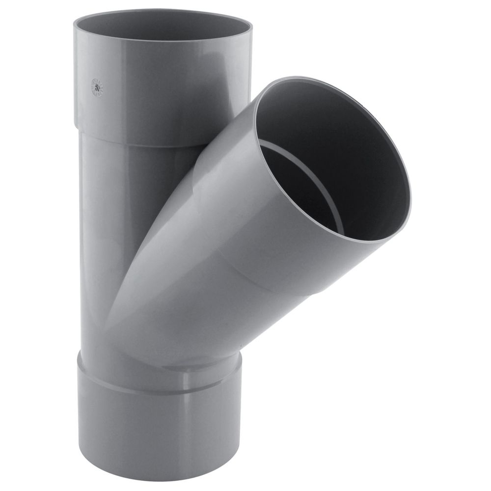 Culotte PVC NF femelle à 45° 100mm à coller gris Fitt