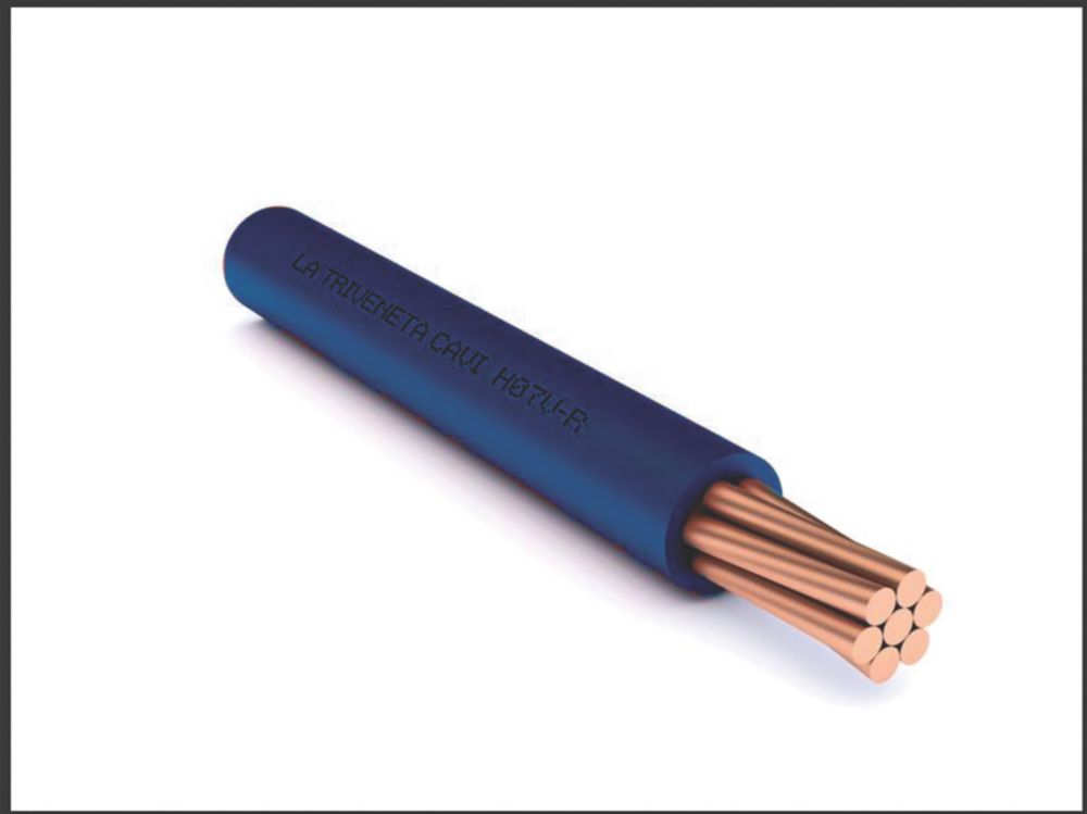 Câble d'installation rigide 6mm² à 1 conducteur bleu La Triveneta H07VR, 100m, bobine