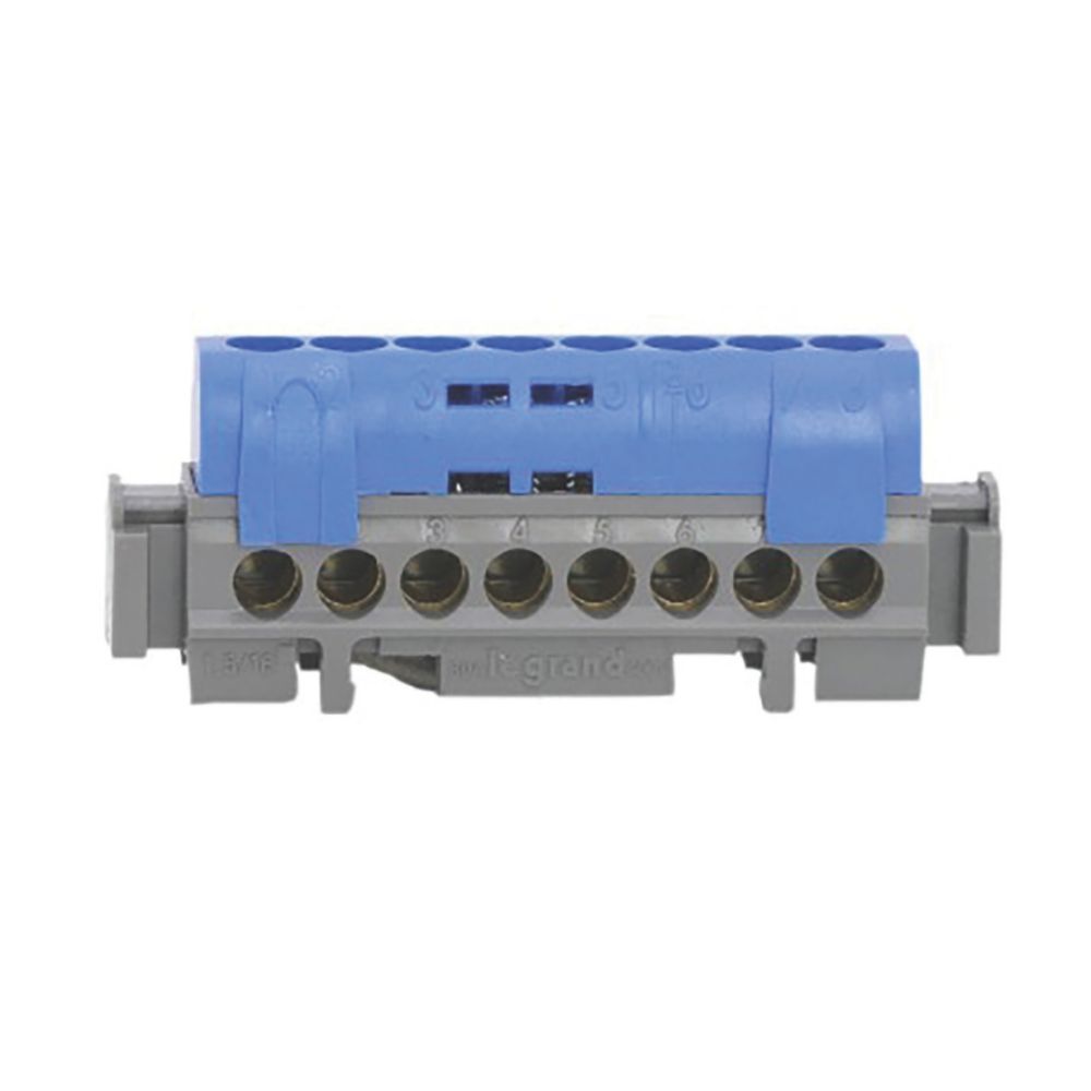 Bornier de répartition isolé IP2X neutre - 8x1,5mm² à 16mm² bleu - longueur 75mm Legrand