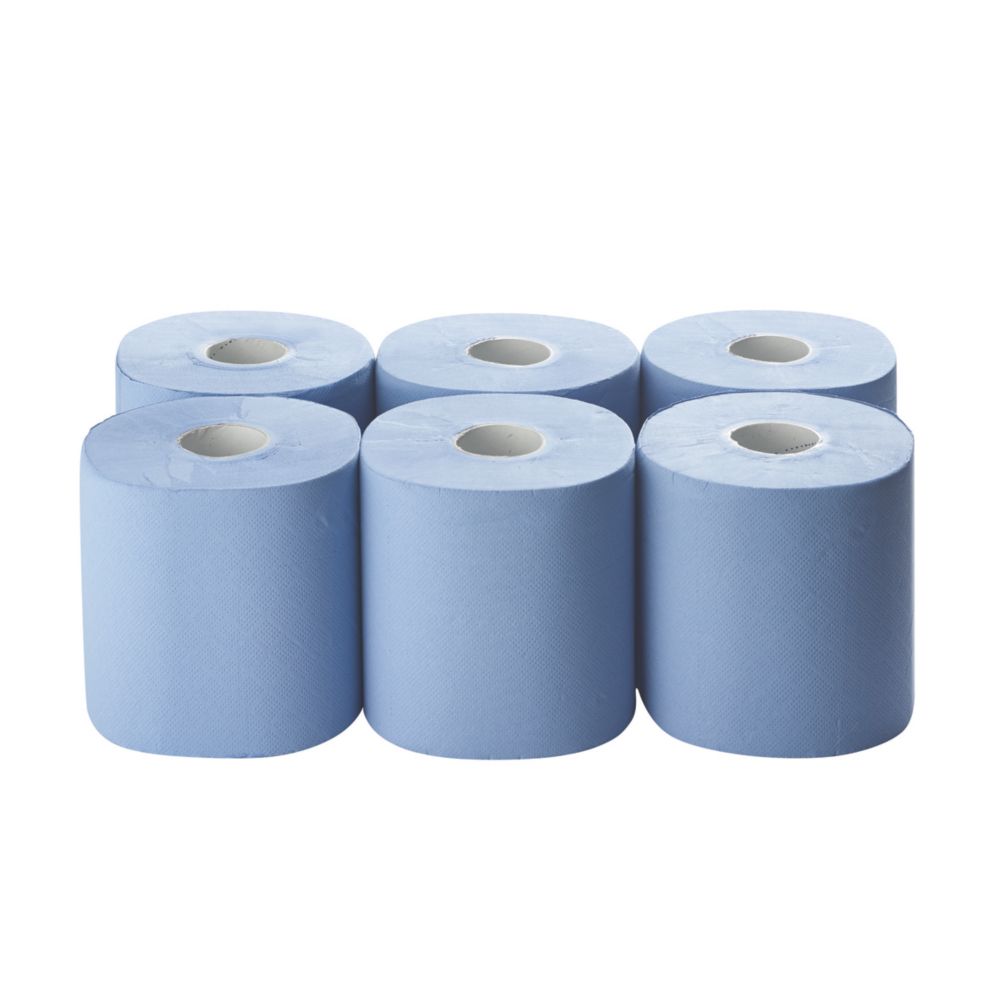 Lot de 6 rouleaux de papier bleu Essentials 2 épaisseurs 185mm x 135m