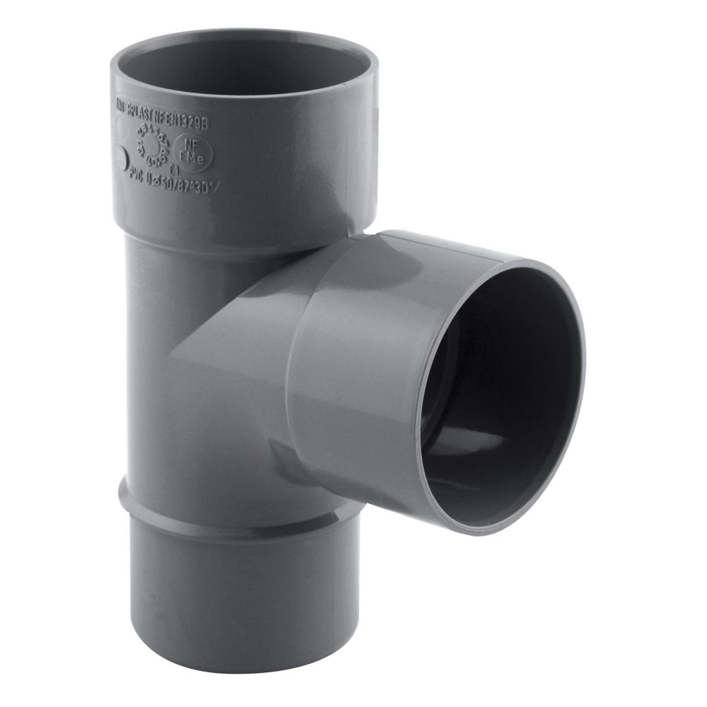 Té PVC NF mâle/femelle à 87° 50mm à coller gris Fitt