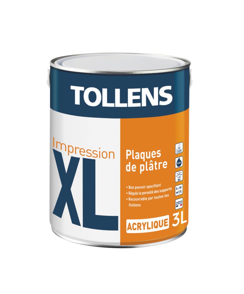 Primaire/sous-couche pour murs intérieurs et plafonds blanc mat Tollens 3 litres