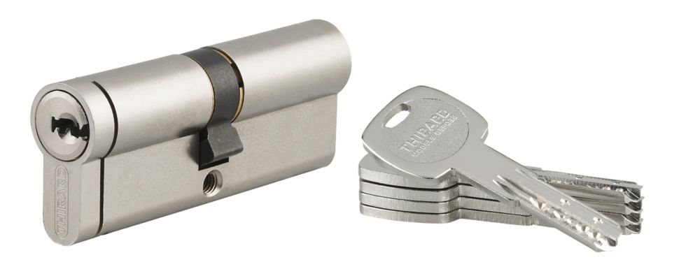 Cylindre de serrure à double entrée en nickel Thirard Transit 2 40x40mm, lot de 1