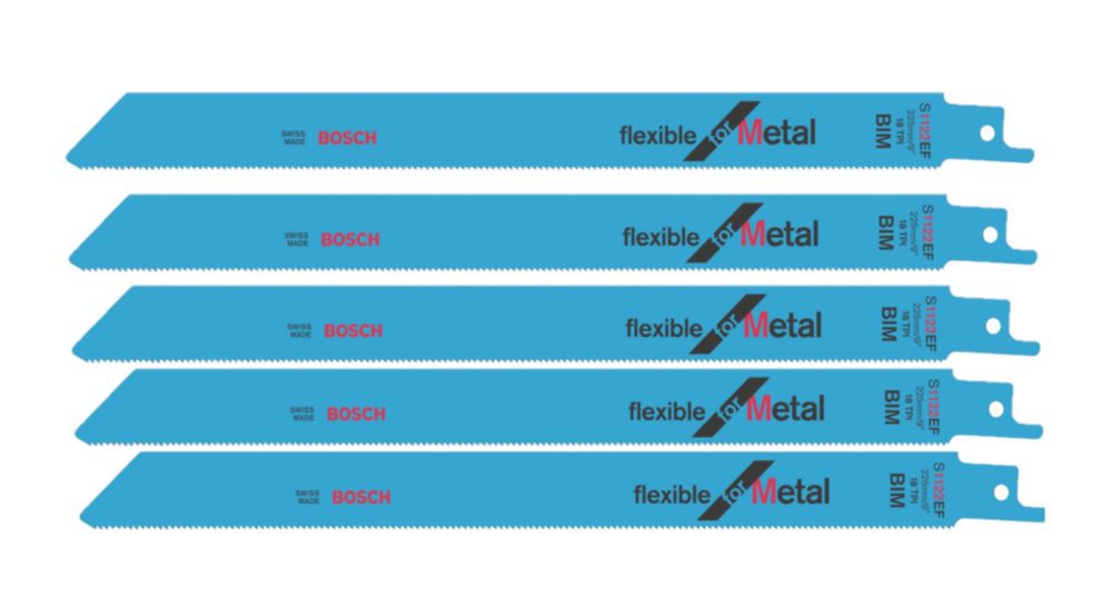 Lot de 5 lames pour scie sabre métal flexible 225mm S 1122 EF Bosch