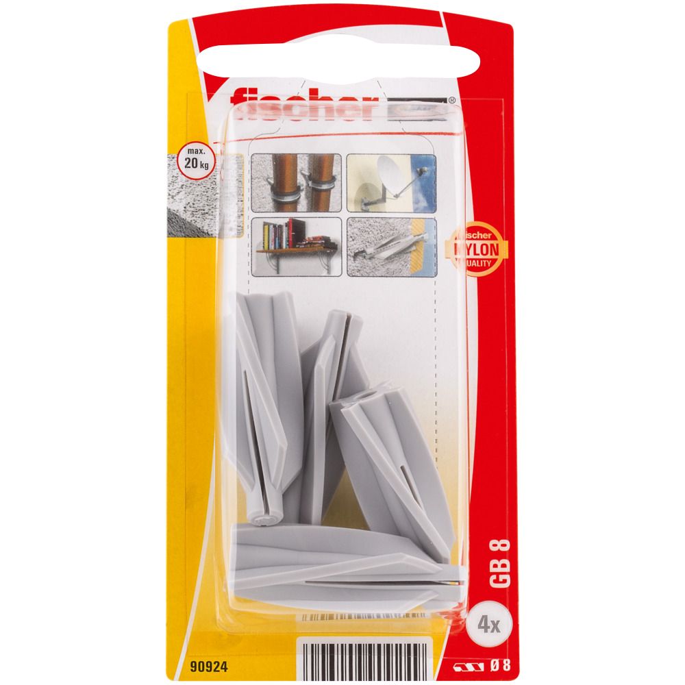 Chevilles à béton cellulaire Fischer 8 x 50mm, lot de 4