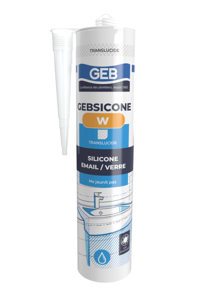 Mastic silicone acétique GEB Gebsicone W transparent 310ml