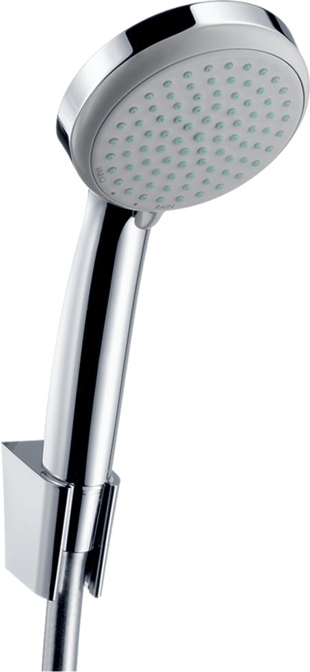 Ensemble de douche et support mural Hansgrohe au design contemporain chromé