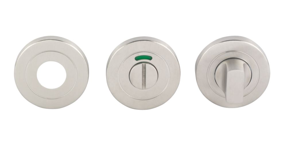 Kit de verrou à bouton à barrette pour WC standard Eurospec en acier inoxydable satiné 52mm 