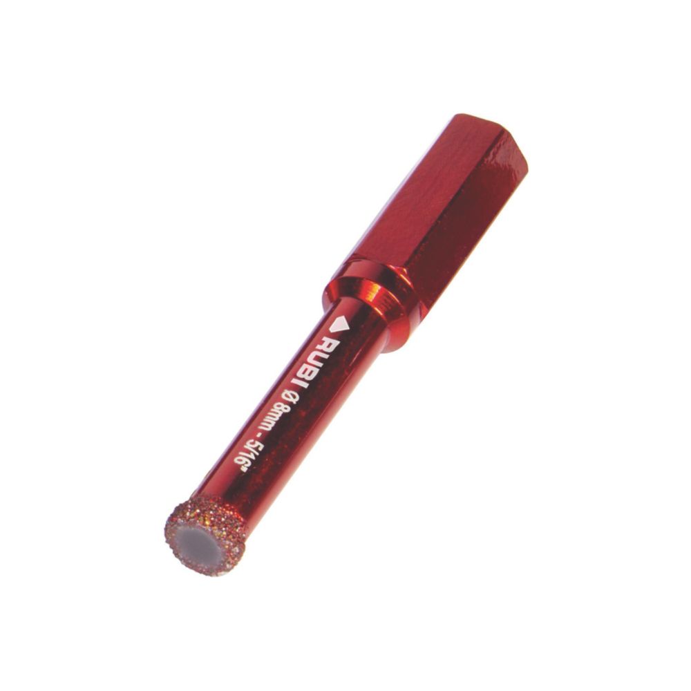 Foret diamant pour carrelage à queue hexagonale Drygres 8mm x 125mm Rubi 