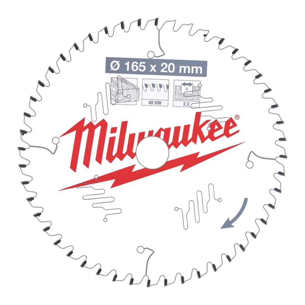 Lame de scie circulaire pour bois Milwaukee 165mm x 20mm 48T 