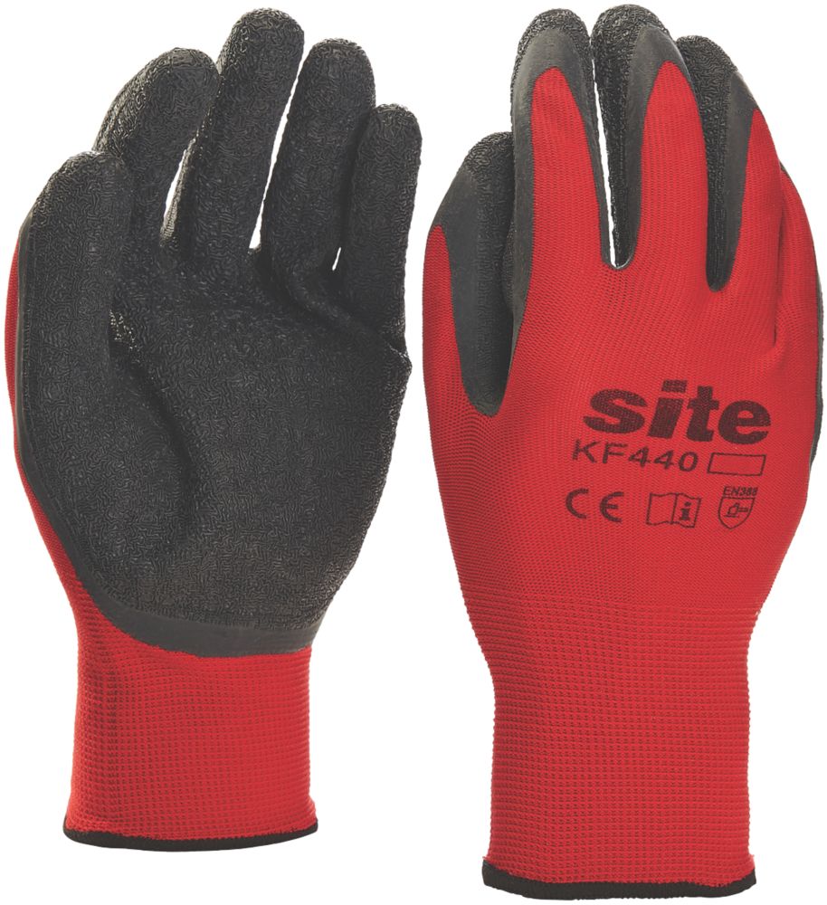 Gants de manutention en latex ultralégers Site KF440 rouge / noir taille L