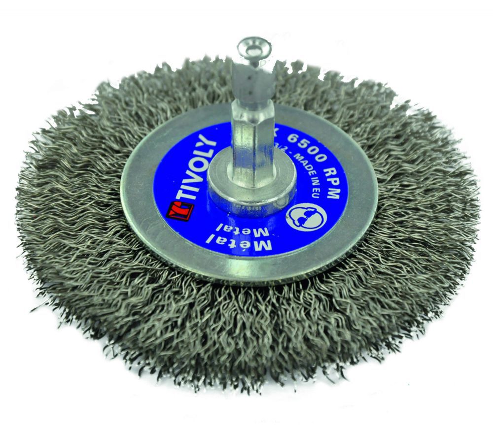 Brosse de décapage pour perceuse à queue hexagonale Tivoly 70mm