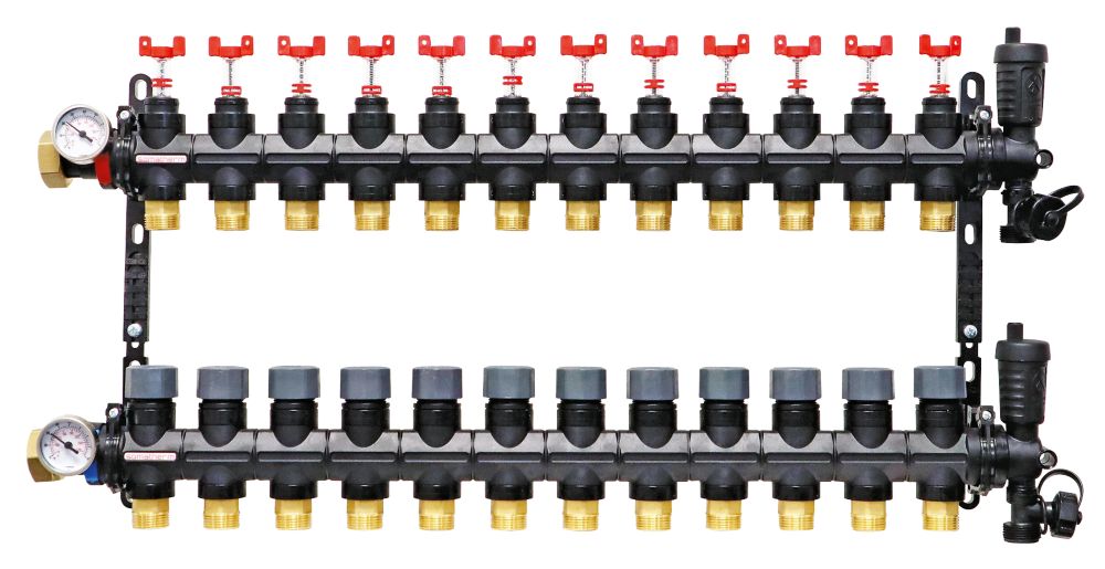 Collecteur de chauffage au sol 12 ports Somatherm noir