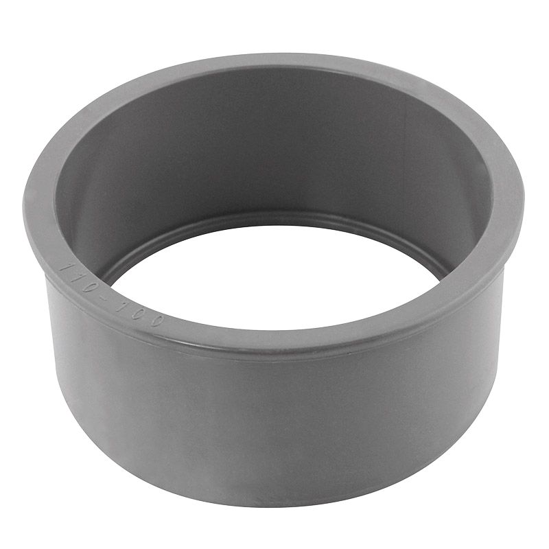 Tampon de réduction PVC simple mâle/femelle 110x100mm à coller gris Fitt