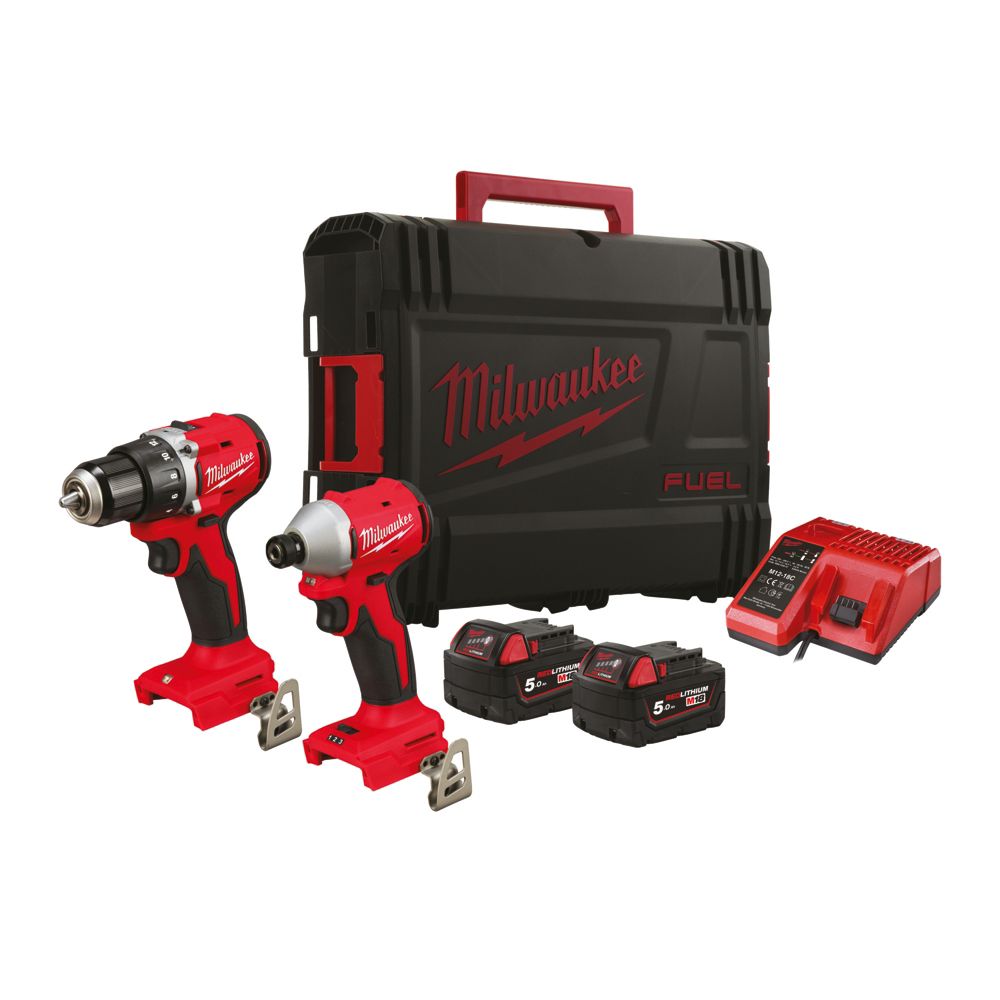 Pack de 2 outils électroportatifs brushless Compact Powerpack Milwaukee M18 BLCPP2B 220-240V Li-Ion RedLithium 2 x 5Ah 